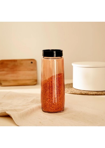 3'lü Çizgili Kavanoz Seti, Sarı, Şık ve Kullanışlı Tarz