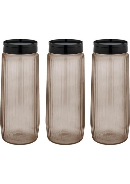 3'lü Çizgili Kavanoz Seti, Sarı, Şık ve Kullanışlı Tarz