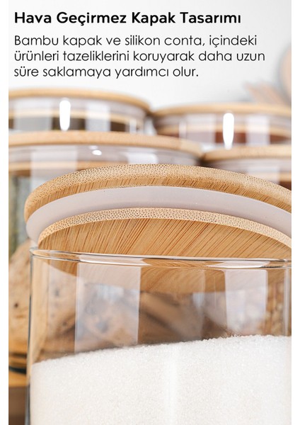 6'lı Bambu Kapaklı Cam Saklama Kabı Seti, 680 Ml, Etiketli, Vakumlu, Şık ve Kullanışlı indirimleri