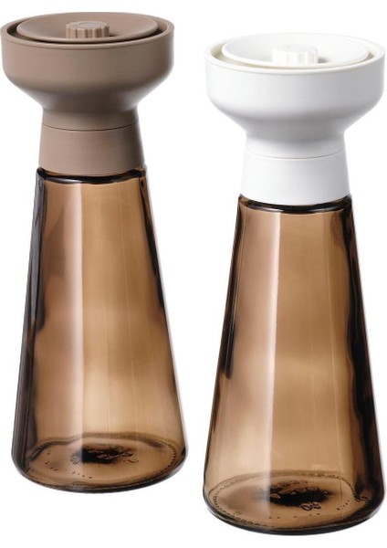 2'li Cam Baharat Öğütücü, 19 Cm, Kahverengi Amber Renk, Şık ve Pratik Kullanım