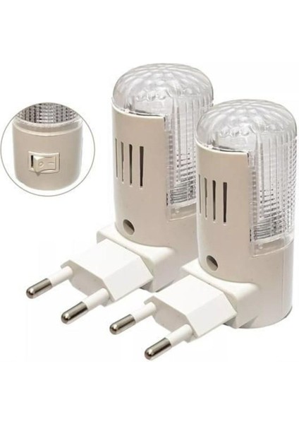 2'li 1W Beyaz Işık Gece Lambası, Fişli, Aç-Kapa Düğmeli, 8 Cm, Yüksek Kalite modelleri