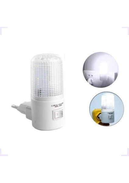 2'li 1W Beyaz Işık Gece Lambası, Fişli, Aç-Kapa Düğmeli, 8 Cm, Yüksek Kalite
