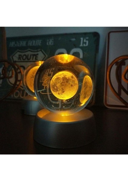 Renkli 3D Kristal Satürn Cam Küre, Dekoratif ve Şık Tasarım