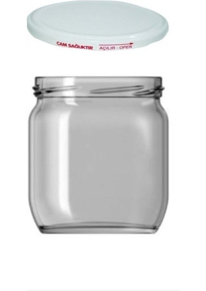 Beyaz Metal Kapaklı 425 cc 20 Adet Cam Kavanoz Seti, Turuncu Detaylarla Şık ve Kullanışlı