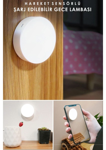 Kablosuz USB Şarjlı Hareket Sensörlü Spot LED Lambası, Pratik ve Güçlü Aydınlatma