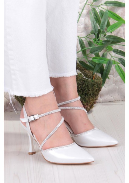 35691 Saten Biye Taşlı Topuklu Abiye Ayakkabı Kadın Ayakkabı modelleri