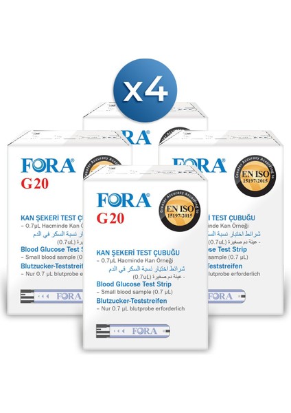 Dijital Şeker Ölçüm Çubuğu 4 Kutu, 200 Adet, Güvenli ve Kolay Kullanım