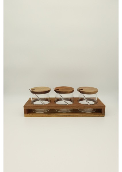 3'lü Akasya Cam Baharatlık Seti, Şık ve Kullanışlı Mutfak Aksesuarı