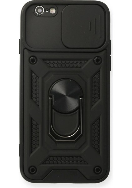 iPhone 6 Kılıf Pars Lens Yüzüklü Silikon - Siyah