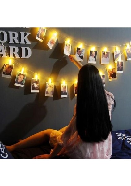 Işıklı Fotoğraf Mandalı, 20'li, Beyaz, Ledli, Şık ve Kullanışlı, Havalı Aksesuar fırsatları