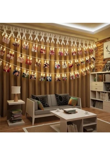 Işıklı Fotoğraf Mandalı, 20'li, Beyaz, Ledli, Şık ve Kullanışlı, Havalı Aksesuar indirimleri