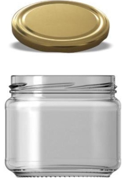 Renkli Cam Kavanozlar, 300 Cc, Gold Kapak, 20 Adet Set