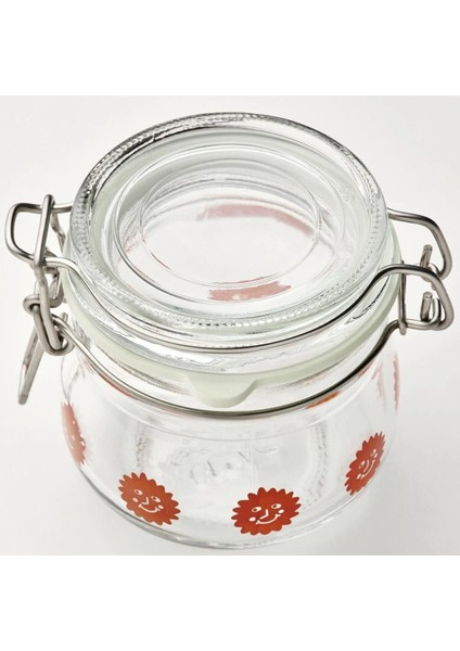 6 Adet Turuncu Kapaklı Cam Kavanoz 13 cl Güneş Desenli Hava Geçirmez Kapak modelleri