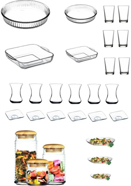 Beyaz 28 Parça Mutfak Seti, Kavanoz ve Bardak Takımı