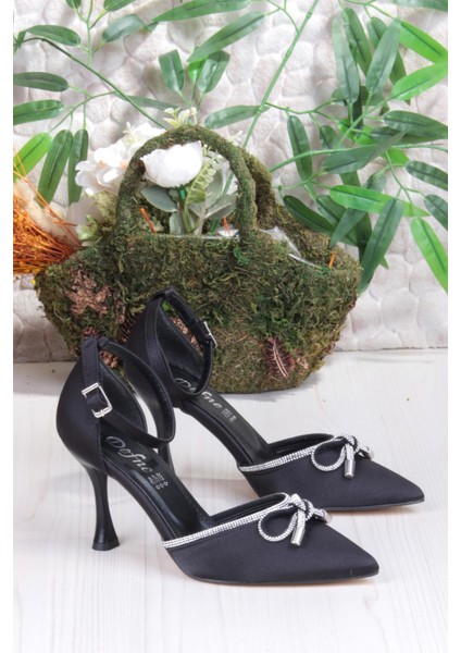 35695 Saten Fiyonklu Biye Taşlı Topuklu Abiye Ayakkabı Kadın Ayakkabı indirimleri