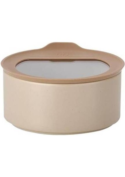 Bej Seramik Saklama Kabı 600 Ml, Pratik ve Şık Mutfak Gereciği