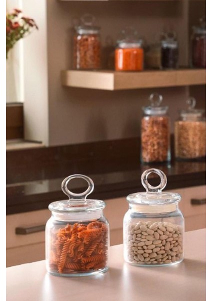 Turuncu 2'li 575 ml Şık ve Kullanışlı Küçük Saklama Kavanozları