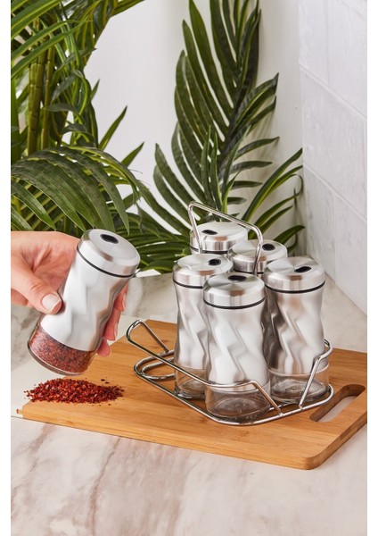 Şeffaf Cam Baharat Takımı, 7 Parça, Şık ve Kullanışlı Tasarım fiyatları