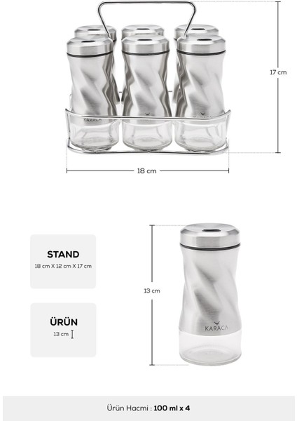 Şeffaf Cam Baharat Takımı, 7 Parça, Şık ve Kullanışlı Tasarım modelleri