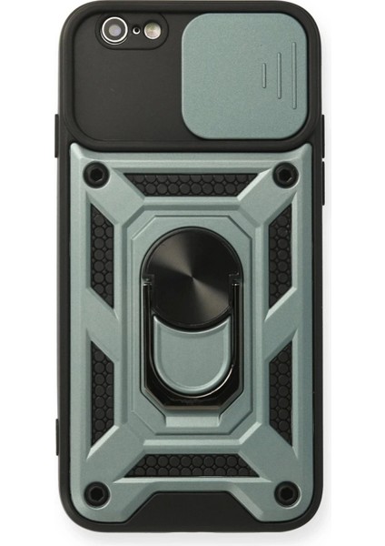 iPhone 6 Kılıf Pars Lens Yüzüklü Silikon - Yeşil