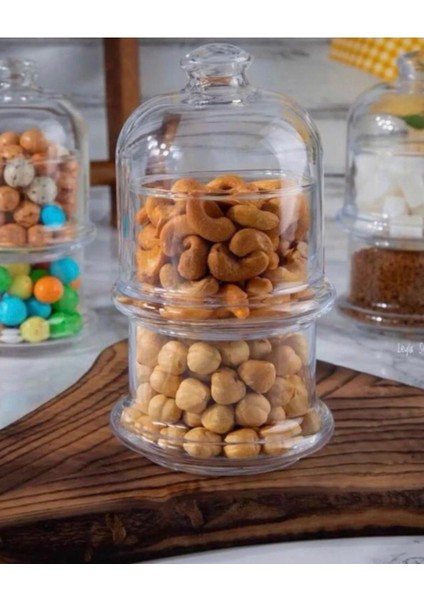 Bej Renkli Cam Kapaklı, Iki Bölmeli Şık Kavanoz, Pratik ve Estetik Saklama Çözümü modelleri