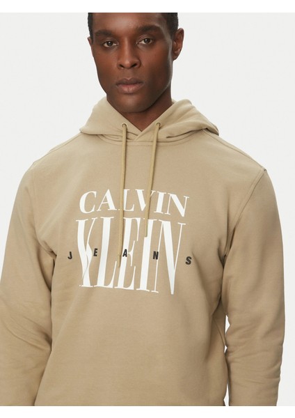 Ck J30J327520 Serıf Font Graphıc Hoodıe Erkek Sweatshırt indirimleri