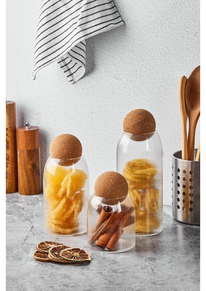 3'lü Top Mantar Kapaklı Borosilikat Cam Kavanoz ve Baharatlık Seti, Turuncu fiyatları