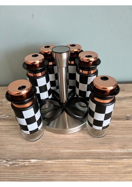 6'lı Dama Desenli Baharat Takımı, Şık ve Kullanışlı Mutfak Seti fiyatları