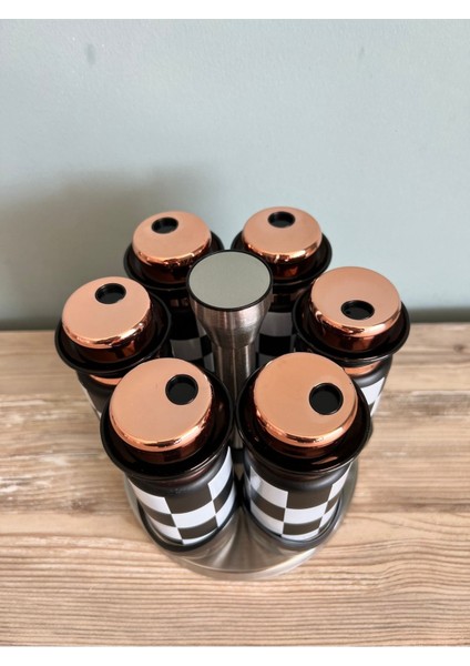 6'lı Dama Desenli Baharat Takımı, Şık ve Kullanışlı Mutfak Seti modelleri