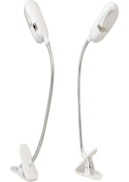 Iki Adet Pilli Ledli Gece Okuma Lambası, Yatak ve Kitap Işığı, Beyaz Renk