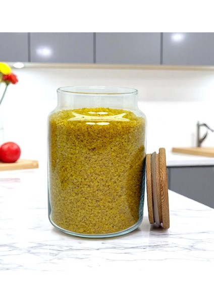 4'lü Ahşap Kapaklı Cam Saklama Kavanozu Seti 800 Ml, Renkli modelleri