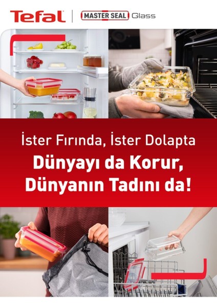 Fırınlanabilir Cam Saklama Kabı, 1,3 L, Kırmızı, Sağlam ve Şık Tasarım fiyatları