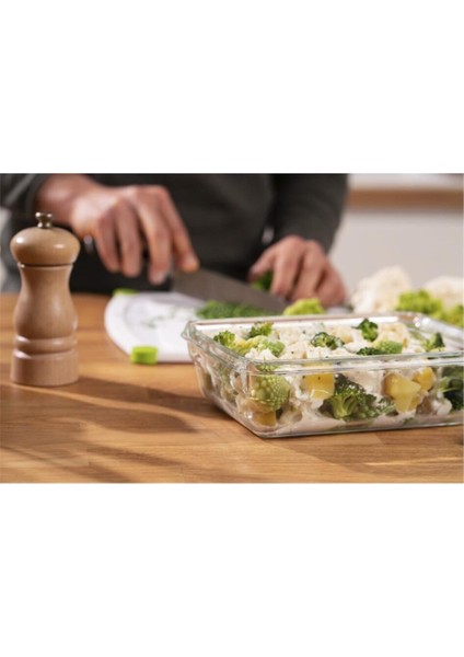 Fırınlanabilir Cam Saklama Kabı, 1,3 L, Kırmızı, Sağlam ve Şık Tasarım