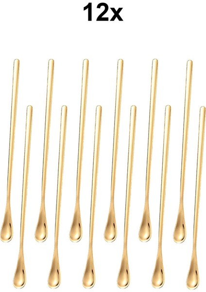 12 Adet Çelik Kokteyl ve Kahve Karıştırma Kaşığı 19 Cm, Dayanıklı ve Şık Tasarım