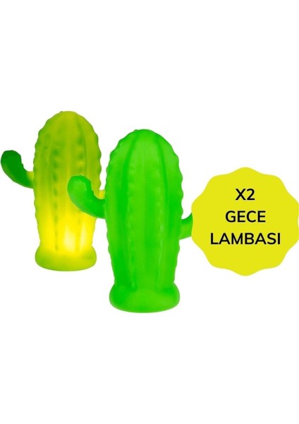 2'li Silikon Kaktüs LED Işıklı Gece Lambası Seti, Yeşil Renk fiyatları