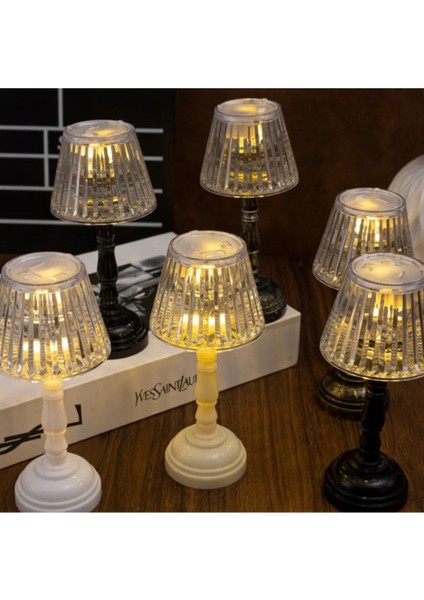 Renkli 2'li Kristal Elmas LED Masa Lambası, Pilli, Mini, Şeffaf Abajur, 12 cm fırsatları