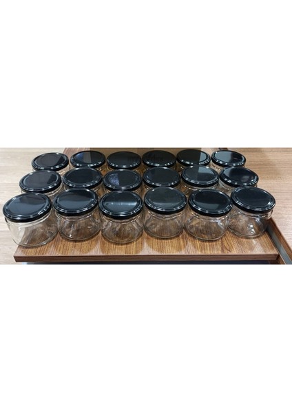 Şık Siyah Kapaklı 330 cc Cam Kavanoz, Bal ve Reçel Için Uygun modelleri