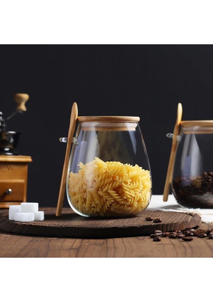 3lü Cam Baharat Kavanoz Seti, Bambu Kapak, 1000 Ml, Şeffaf, Şık ve Kullanışlı modelleri