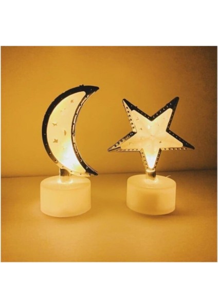 Ay Şeklinde Pilli Mum, Şık ve Işıltılı Dekorasyon Parçası