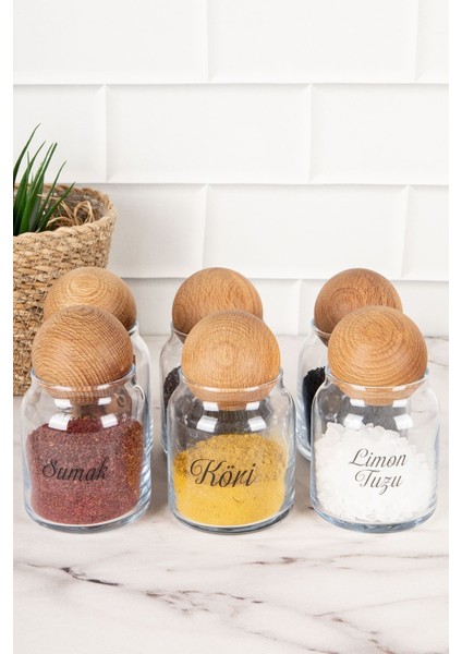 6'lı Cam Baharatlık Seti, Şeffaf Kapaklı, 300 Ml, Etiketli Saklama Kabı modelleri
