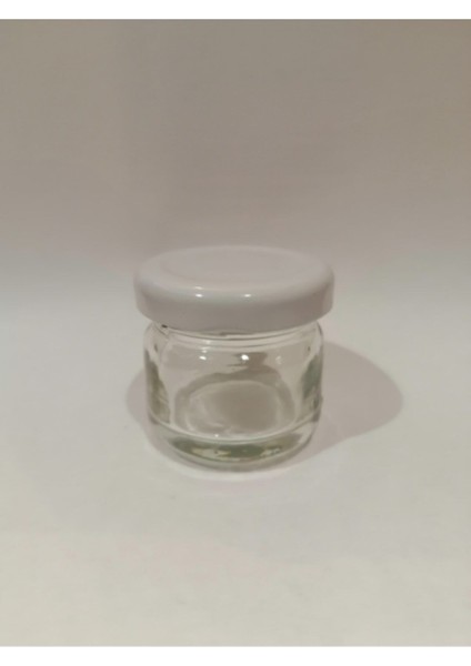 29CC Şeffaf Cam Beyaz Kapaklı Mini Kavanoz, 100 Adet, Bal ve Süs Amaçlı