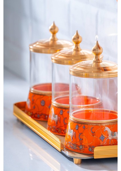 4 Parça Cam Baharat Kavanoz Seti, Tepsili ve Şık Tasarım fırsatları