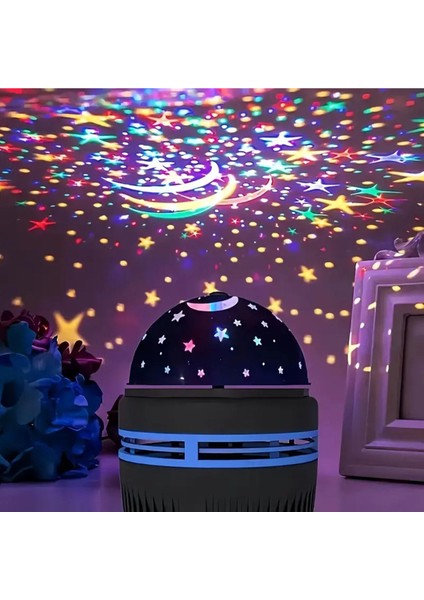 Renkli Yıldızlı Projeksiyon Gece Lambası, Sıcak ve Rahat Atmosuz Aydınlatma