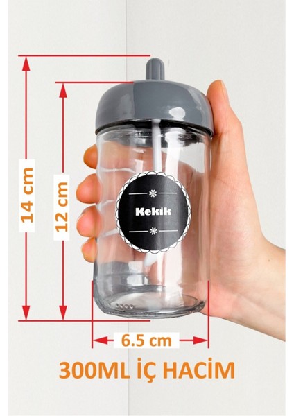 Kendinden Kaşıklı Baharatlık Seti ve Suya Dayanıklı Etiket, 300ML, 12+21 Adet modelleri