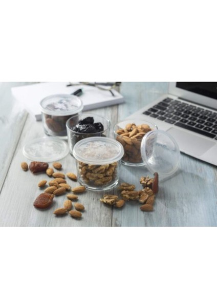 Cam Saklama Kabı Seti, 220CC, 4'lü, Kapaklı, Beyaz, Güvenli ve Şık Kullanım fiyatları