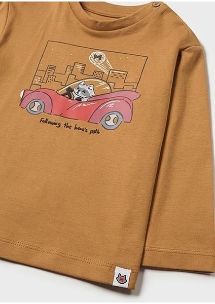 Erkek Bebek Kahverengi T-Shirt Uzun Kollu modelleri