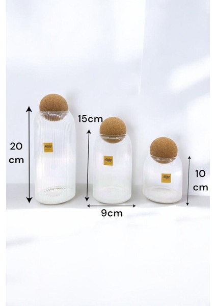 Çizgi Desenli 3'lü Cam Kavanoz Takımı, Baharatlık ve Saklama Seti fiyatları