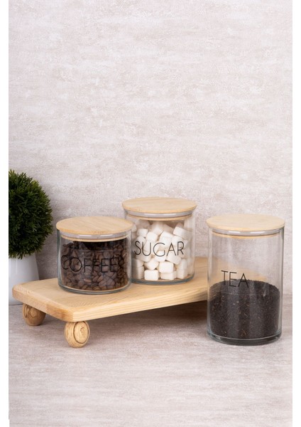 3'lü Bambu Vakum Kapaklı Cam Kavanoz Seti Ahşap Stantlı ve Etiketli Çok Amaçlı Saklama Kabı modelleri