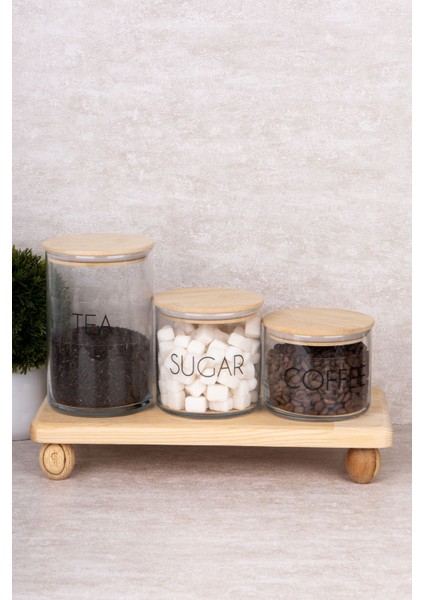 3'lü Bambu Vakum Kapaklı Cam Kavanoz Seti Ahşap Stantlı ve Etiketli Çok Amaçlı Saklama Kabı fırsatları