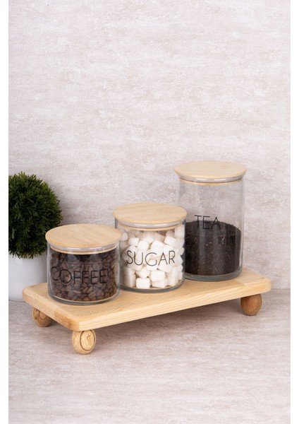 3'lü Bambu Vakum Kapaklı Cam Kavanoz Seti Ahşap Stantlı ve Etiketli Çok Amaçlı Saklama Kabı indirimleri